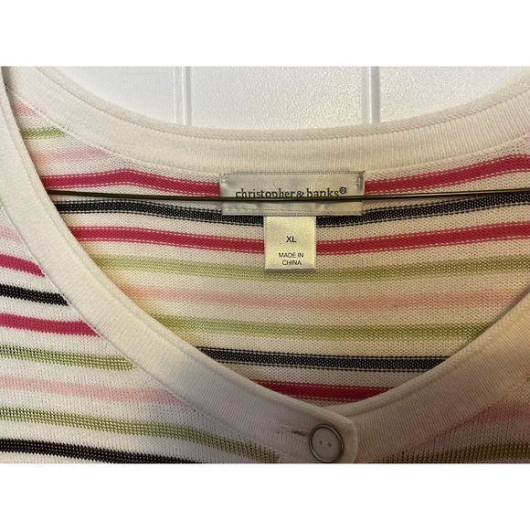 Women's 3/4 Sleeve White Cardigian Sweater, Christopher & Banks, Size XL - Picture 4 of 11